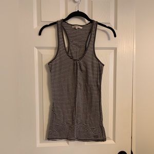 Ruehl grey and white stripe racer back tank, sz L
